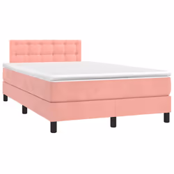 Letto a Molle con Materasso e LED Rosa 120x190 cm in Vellutocod mxl 91851 - Vista aggiuntiva 3