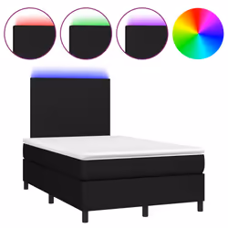 vidaXL Letto a Molle con Materasso e LED Nero 120x190 cm in Tessuto - Vista aggiuntiva 2