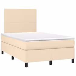 vidaXL Letto a Molle con Materasso e LED Crema 120x190 cm in Tessuto - Vista aggiuntiva 3