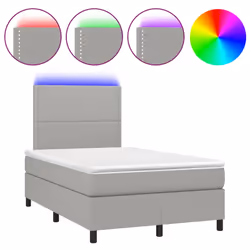 vidaXL Letto a Molle Materasso e LED Grigio Chiaro 120x190 cm Tessuto - Vista aggiuntiva 2