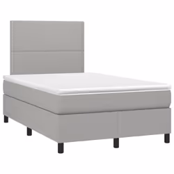 vidaXL Letto a Molle Materasso e LED Grigio Chiaro 120x190 cm Tessuto - Vista aggiuntiva 3