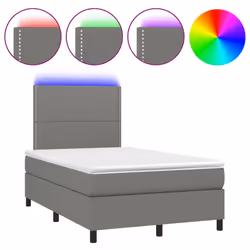 vidaXL Letto a Molle Materasso e LED Grigio Scuro 120x190cm in Tessuto - Vista aggiuntiva 2