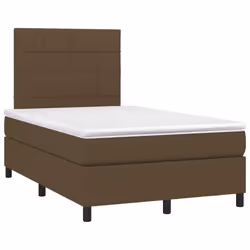 vidaXL Letto a Molle Materasso e LED MarroneScuro 120x190cm in Tessuto - Vista aggiuntiva 3