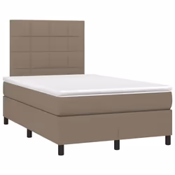vidaXL Letto a Molle con Materasso e LED Tortora 120x190 cm in Tessuto - Vista aggiuntiva 3