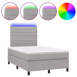 Letto a Molle Materasso e LED Grigio Chiaro 120x190 cm Tessutocod mxl 91804 - Vista aggiuntiva 2