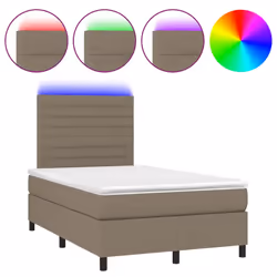 vidaXL Letto a Molle con Materasso e LED Tortora 120x190 cm in Tessuto - Vista aggiuntiva 2