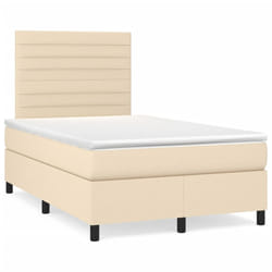 vidaXL Letto a Molle con Materasso e LED Crema 120x190 cm in Tessuto