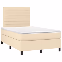 vidaXL Letto a Molle con Materasso e LED Crema 120x190 cm in Tessuto - Vista aggiuntiva 3