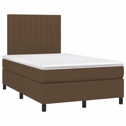 vidaXL Letto a Molle Materasso e LED MarroneScuro 120x190cm in Tessuto - Vista aggiuntiva 3