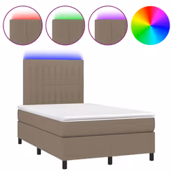 vidaXL Letto a Molle con Materasso e LED Tortora 120x190 cm in Tessuto - Vista aggiuntiva 2