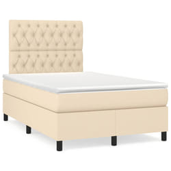 vidaXL Letto a Molle con Materasso e LED Crema 120x190 cm in Tessuto