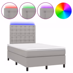 Letto a Molle Materasso e LED Grigio Chiaro 120x190 cm Tessutocod mxl 91396 - Vista aggiuntiva 2