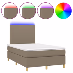 vidaXL Letto a Molle con Materasso e LED Tortora 120x190 cm in Tessuto - Vista aggiuntiva 2