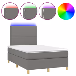 vidaXL Letto a Molle Materasso e LED Grigio Scuro 120x190cm in Tessuto - Vista aggiuntiva 2