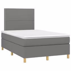 vidaXL Letto a Molle Materasso e LED Grigio Scuro 120x190cm in Tessuto - Vista aggiuntiva 3