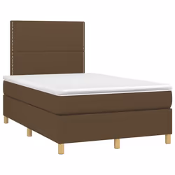 vidaXL Letto a Molle Materasso e LED MarroneScuro 120x190cm in Tessuto - Vista aggiuntiva 3