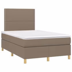 vidaXL Letto a Molle con Materasso e LED Tortora 120x190 cm in Tessuto - Vista aggiuntiva 3
