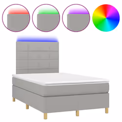 Letto a Molle Materasso e LED Grigio Chiaro 120x190 cm Tessutocod mxl 92064 - Vista aggiuntiva 2
