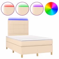Letto a Molle con Materasso e LED Crema 120x190 cm in Tessutocod mxl 115850 - Vista aggiuntiva 2