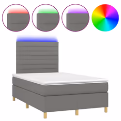 vidaXL Letto a Molle Materasso e LED Grigio Scuro 120x190cm in Tessuto - Vista aggiuntiva 2
