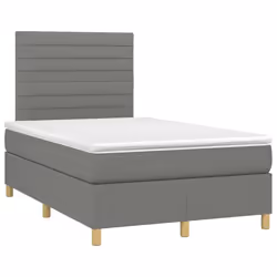 vidaXL Letto a Molle Materasso e LED Grigio Scuro 120x190cm in Tessuto - Vista aggiuntiva 3
