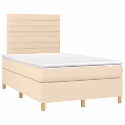 vidaXL Letto a Molle con Materasso e LED Crema 120x190 cm in Tessuto - Vista aggiuntiva 3