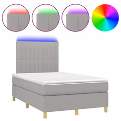 vidaXL Letto a Molle Materasso e LED Grigio Chiaro 120x190 cm Tessuto - Vista aggiuntiva 2