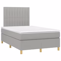 vidaXL Letto a Molle Materasso e LED Grigio Chiaro 120x190 cm Tessuto - Vista aggiuntiva 3