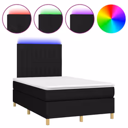 vidaXL Letto a Molle con Materasso e LED Nero 120x190 cm in Tessuto - Vista aggiuntiva 2