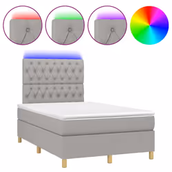 Letto a Molle Materasso e LED Grigio Chiaro 120x190 cm Tessutocod mxl 92041 - Vista aggiuntiva 2