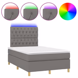 vidaXL Letto a Molle Materasso e LED Grigio Scuro 120x190cm in Tessuto - Vista aggiuntiva 2