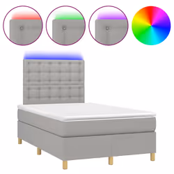 vidaXL Letto a Molle Materasso e LED Grigio Chiaro 120x190 cm Tessuto - Vista aggiuntiva 2