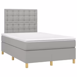 vidaXL Letto a Molle Materasso e LED Grigio Chiaro 120x190 cm Tessuto - Vista aggiuntiva 3