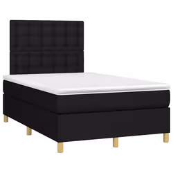 vidaXL Letto a Molle con Materasso e LED Nero 120x190 cm in Tessuto - Vista aggiuntiva 3