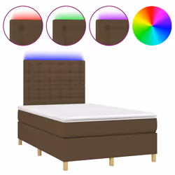 vidaXL Letto a Molle Materasso e LED MarroneScuro 120x190cm in Tessuto - Vista aggiuntiva 2