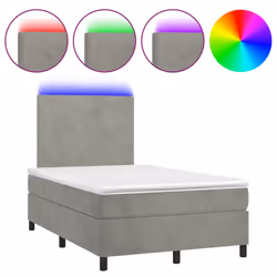 Letto a Molle Materasso e LED Grigio Chiaro 120x190 cm Vellutocod mxl 91859 - Vista aggiuntiva 2