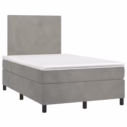 Letto a Molle Materasso e LED Grigio Chiaro 120x190 cm Vellutocod mxl 91859 - Vista aggiuntiva 3