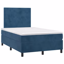 vidaXL Letto a Molle Materasso e LED Blu Scuro 120x190 cm in Velluto - Vista aggiuntiva 3