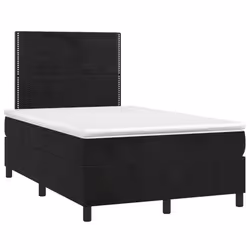 vidaXL Letto a Molle con Materasso e LED Nero 120x190 cm in Velluto - Vista aggiuntiva 3