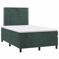 Letto a Molle con Materasso e LED Verde Scuro 120x190cm Vellutocod mxl 91864 - Vista aggiuntiva 3