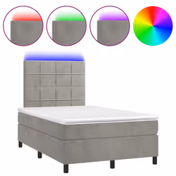 vidaXL Letto a Molle Materasso e LED Grigio Chiaro 120x190 cm Velluto - Vista aggiuntiva 2