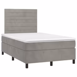 Letto a Molle Materasso e LED Grigio Chiaro 120x190 cm Vellutocod mxl 91732 - Vista aggiuntiva 3
