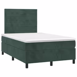 Letto a Molle con Materasso e LED Verde Scuro 120x190cm Vellutocod mxl 91823 - Vista aggiuntiva 3