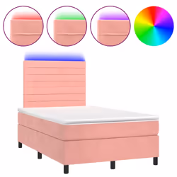 Letto a Molle con Materasso e LED Rosa 120x190 cm in Vellutocod mxl 91810 - Vista aggiuntiva 2