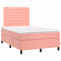 Letto a Molle con Materasso e LED Rosa 120x190 cm in Vellutocod mxl 91810 - Vista aggiuntiva 3