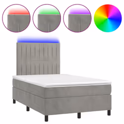 Letto a Molle Materasso e LED Grigio Chiaro 120x190 cm Vellutocod mxl 115799 - Vista aggiuntiva 2