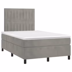 Letto a Molle Materasso e LED Grigio Chiaro 120x190 cm Vellutocod mxl 115799 - Vista aggiuntiva 3