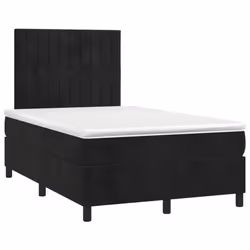 vidaXL Letto a Molle con Materasso e LED Nero 120x190 cm in Velluto - Vista aggiuntiva 3