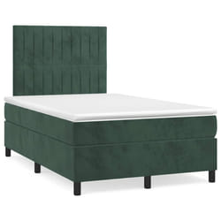 vidaXL Letto a Molle con Materasso e LED Verde Scuro 120x190cm Velluto