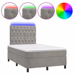 Letto a Molle Materasso e LED Grigio Chiaro 120x190 cm Vellutocod mxl 91400 - Vista aggiuntiva 2